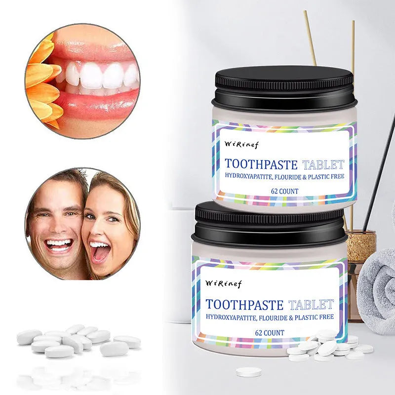 TP19 solid toothpaste tablets in a pack of 62 pieces for portable oral care.