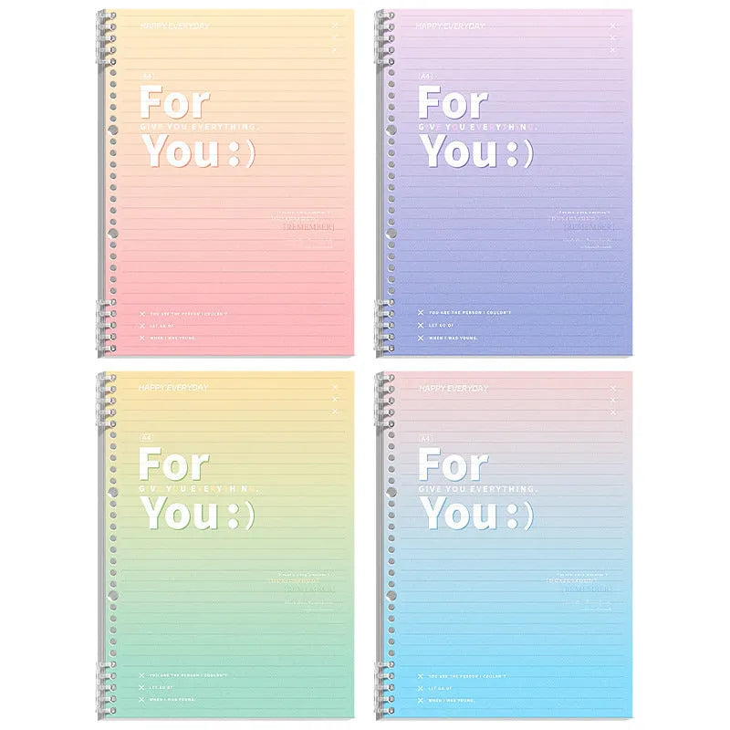 Removable coil gradient notebook in A4 and B5 sizes with PP cover in multiple colours