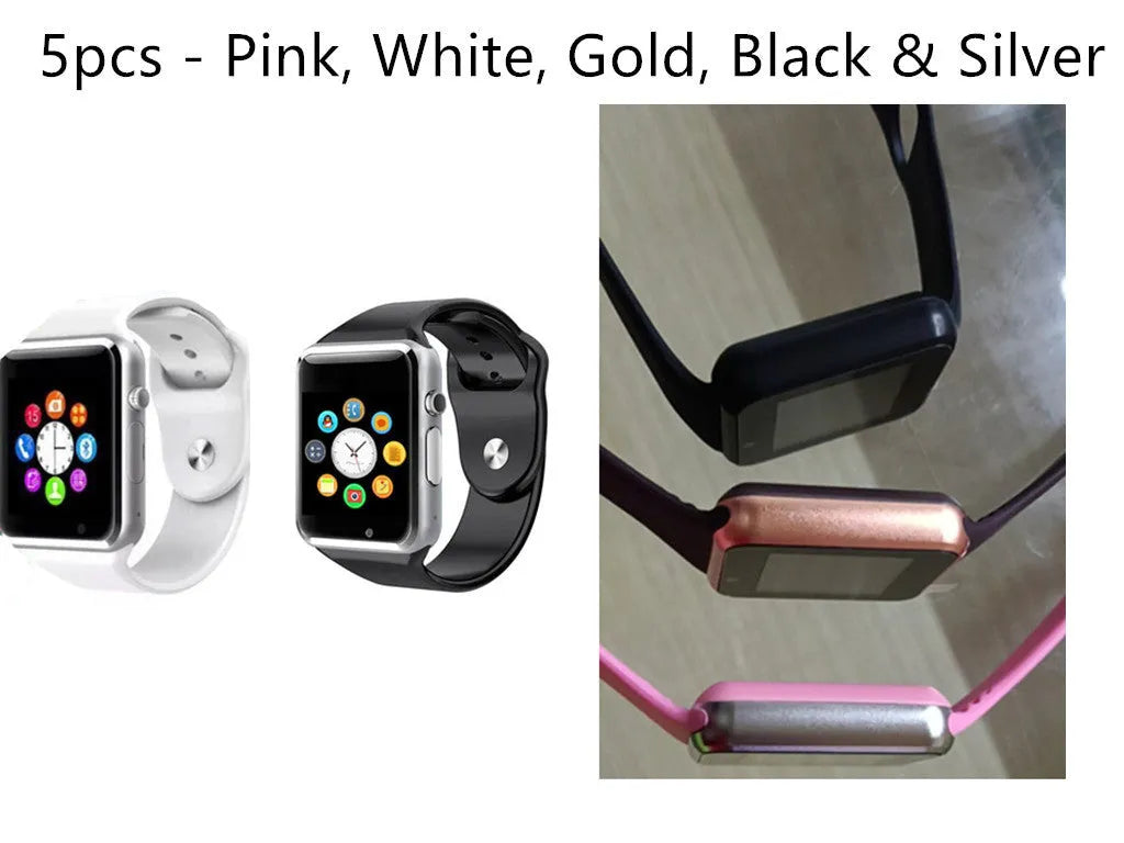 A1 Smart Watch Android compatible device with Bluetooth and GSM SIM card slot in eight colour options