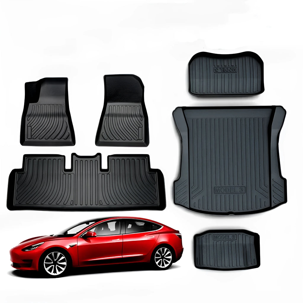 Rubber floor mats for Tesla cars with TPE footrest style for Model 3, Y, S and X vehicles