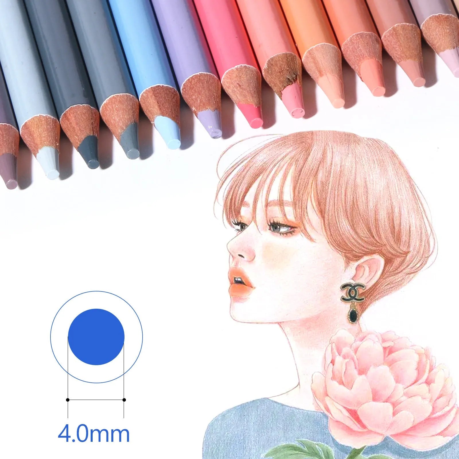 24 colour skin tone art pencils in round metal tin case for portrait drawing