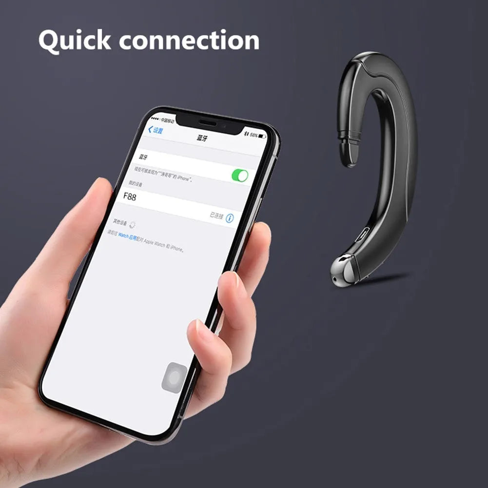 Single ear Bluetooth ear-mounted earphone in black, blue or red colours