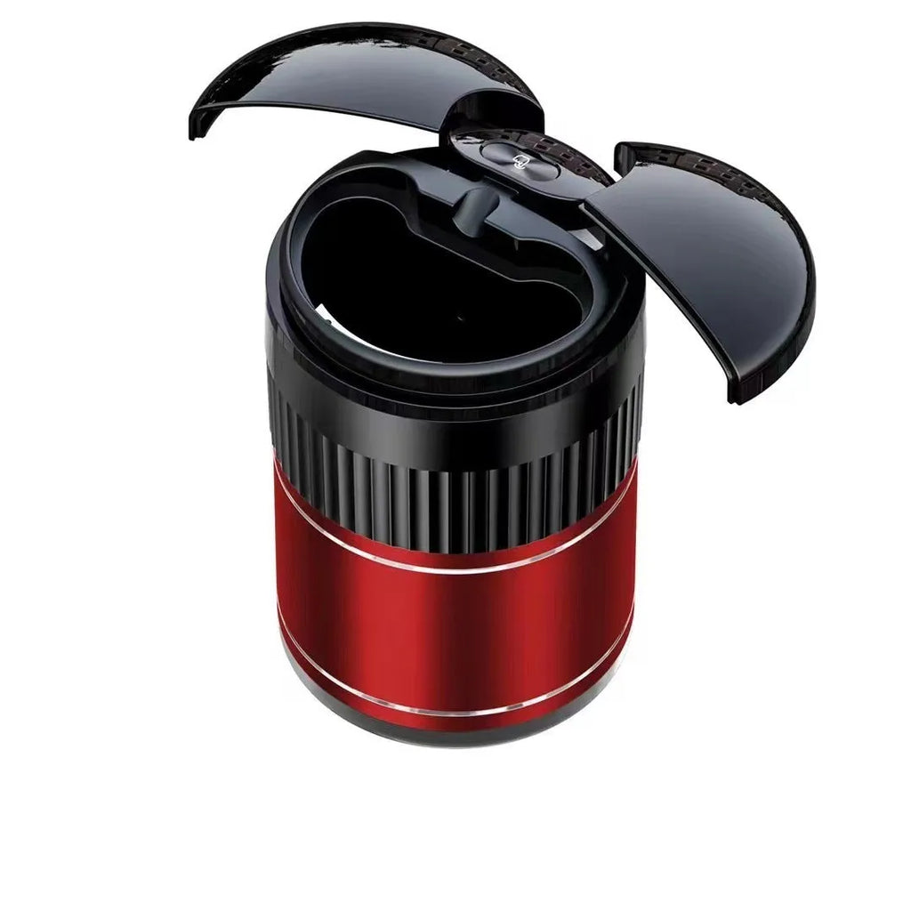 Smart infrared sensing metal car ashtray with lid in black colour