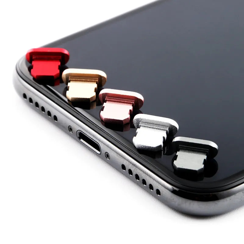Aluminium alloy mobile phone charging port dust plug for iPhone in multiple colour options
