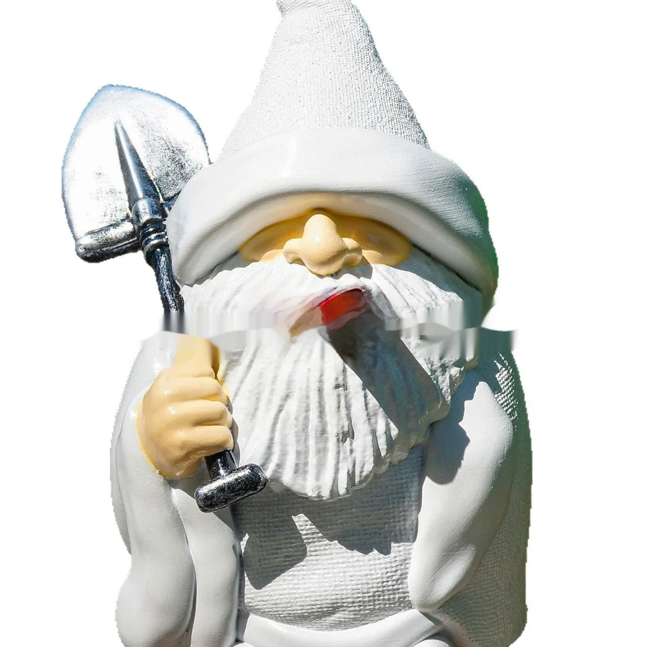 Smoking shovel dwarf Christmas garden ornament made from resin and plastic materials