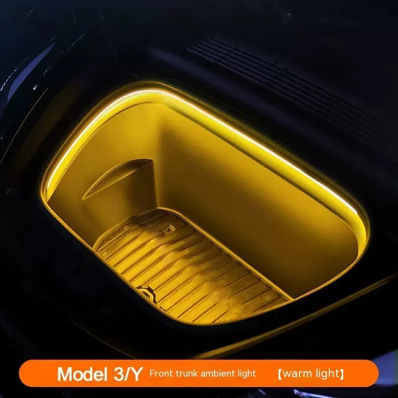 Tesla Model 3 and Y front backup box ambience light modification kit in soft silicone.