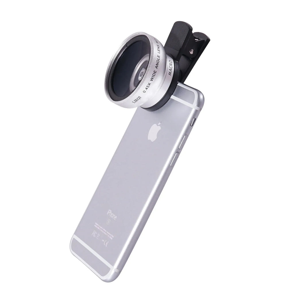 LIEQI 0.45x wide-angle mobile phone camera lens in metal barrel with screw thread mount