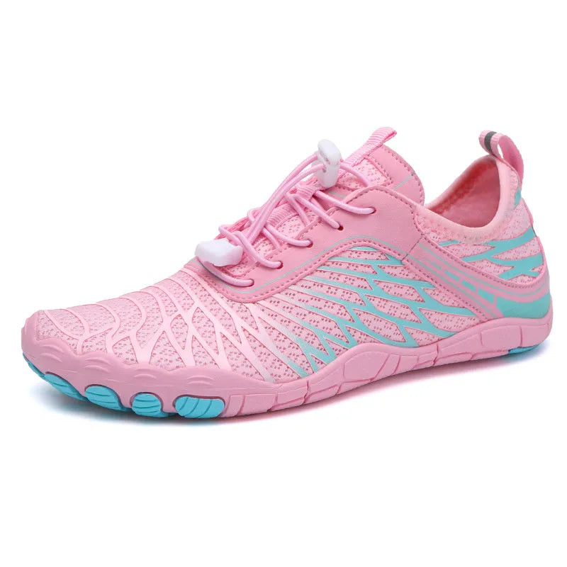 Men's white Upstream lace-up casual trainers with a rubber sole on a plain background.