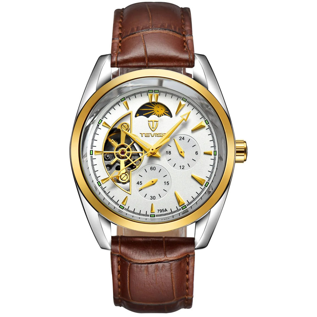 P Katwis Tourbillon automatic mechanical men's watch with star design, 40mm case, 14mm height, 20mm strap, waterproof.