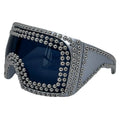Men's punk square sunglasses with large frame and rivet details in silver or gold colour