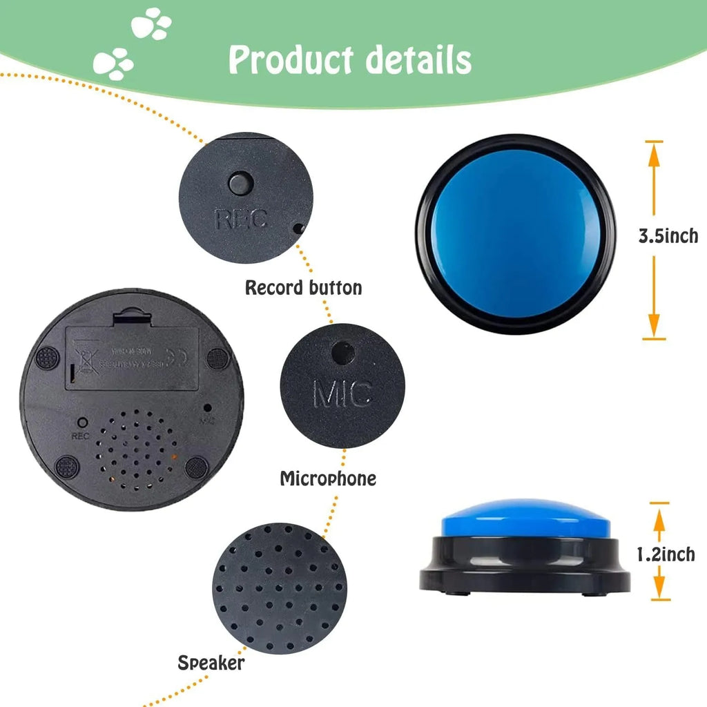 Circular voice recording button for dog training in multiple colour options