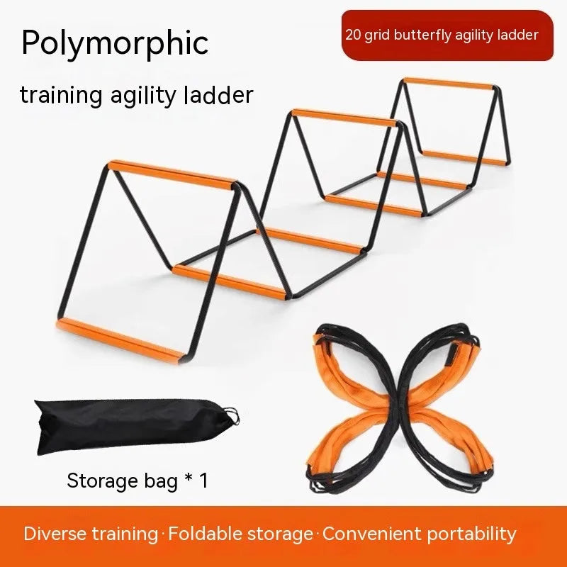 Butterfly pattern agility ladder with jump grid for youth physical fitness training
