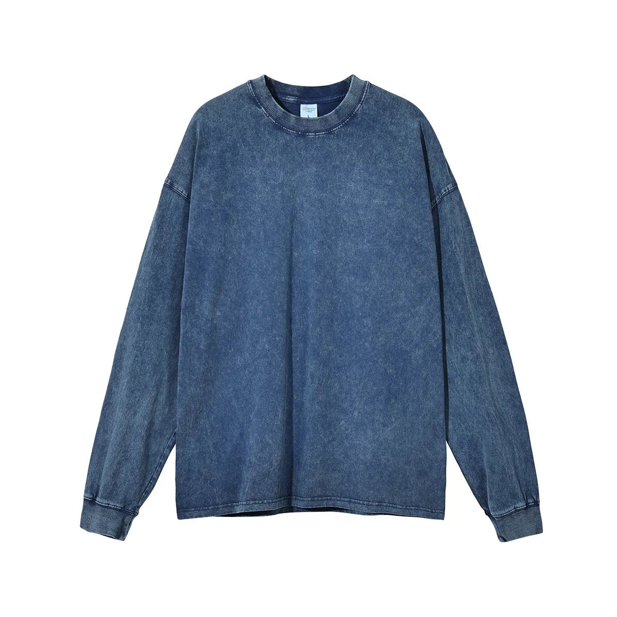 Men's vintage washed cotton long sleeve pullover in batik colour options