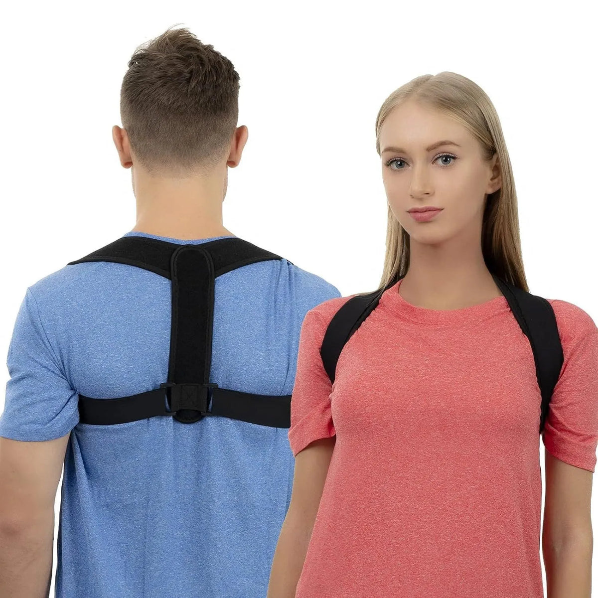 Black adjustable invisible breathable posture correction strap free size for back support