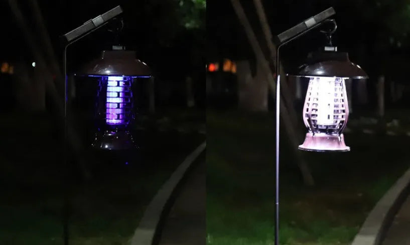 White and purple solar mosquito lamp with 24 LED beads for outdoor garden use