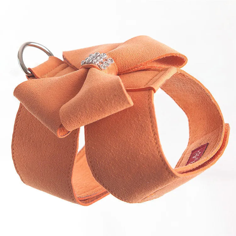 Cute fashion bowknot puppy chest strap harness in microfiber material with size options