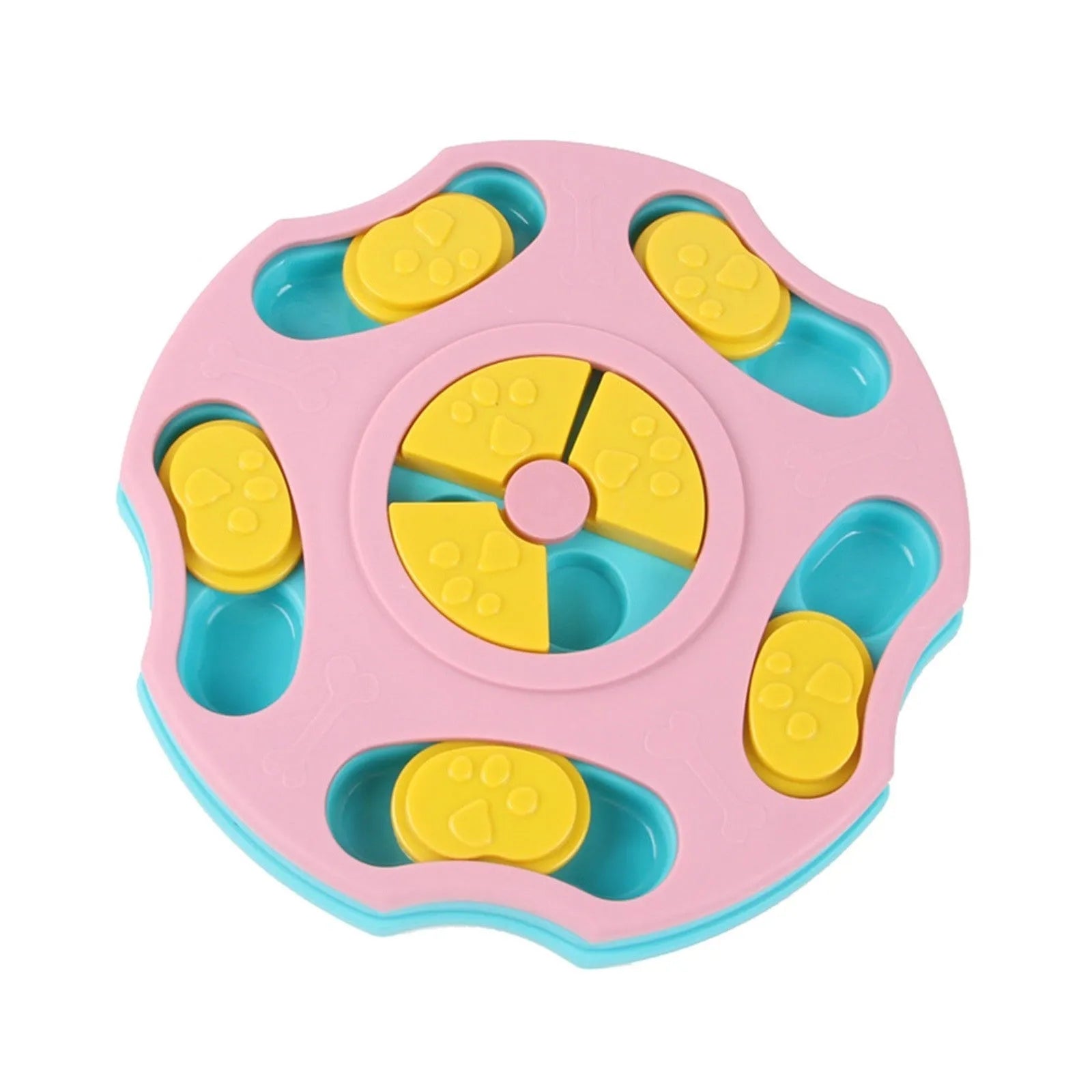 Blue and pink dog puzzle toy feeder for aggressive chewers with food searching games