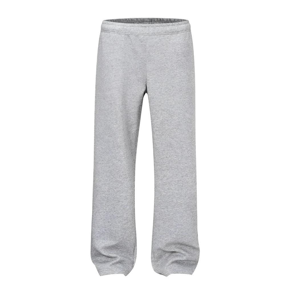 Men's straight-leg casual cotton trousers in solid black colour showing loose fit design