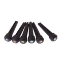 Six ebony folk guitar string nails with 5.3mm bayonet diameter and matt black finish