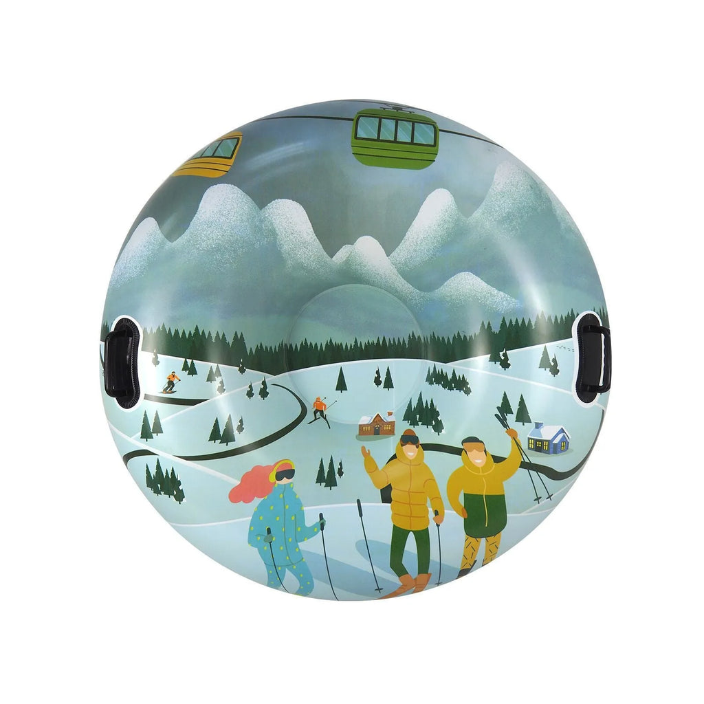 Outdoor PVC ski ring toy with printed winter design in red, blue, or mountain graphic.
