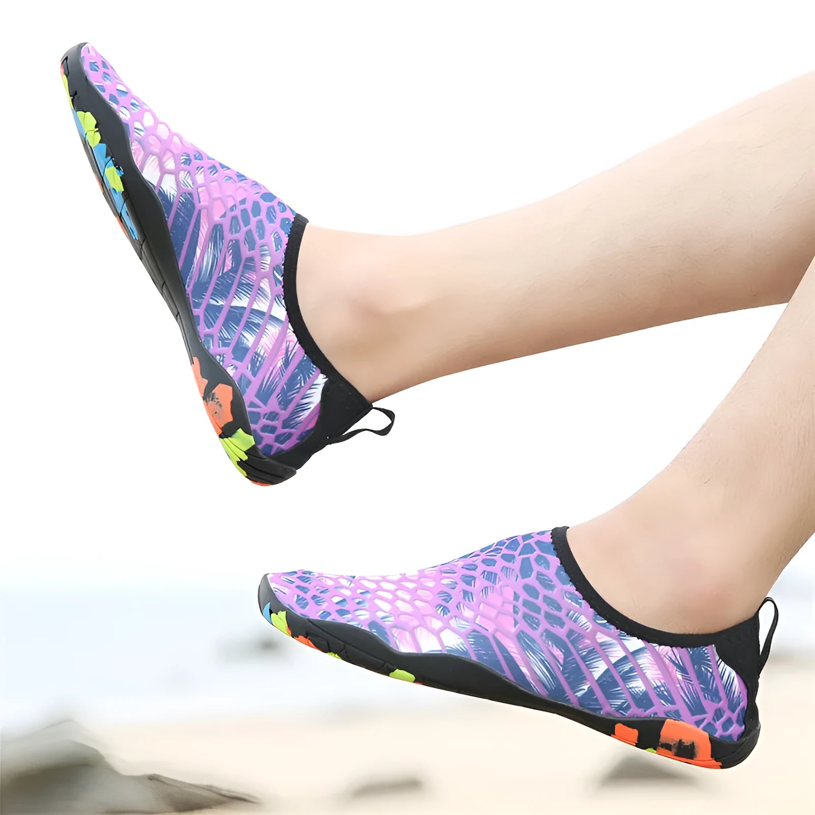 Beach wading shoes in multiple colours with Lycra fabric upper and EVA sole for swimming and water sports
