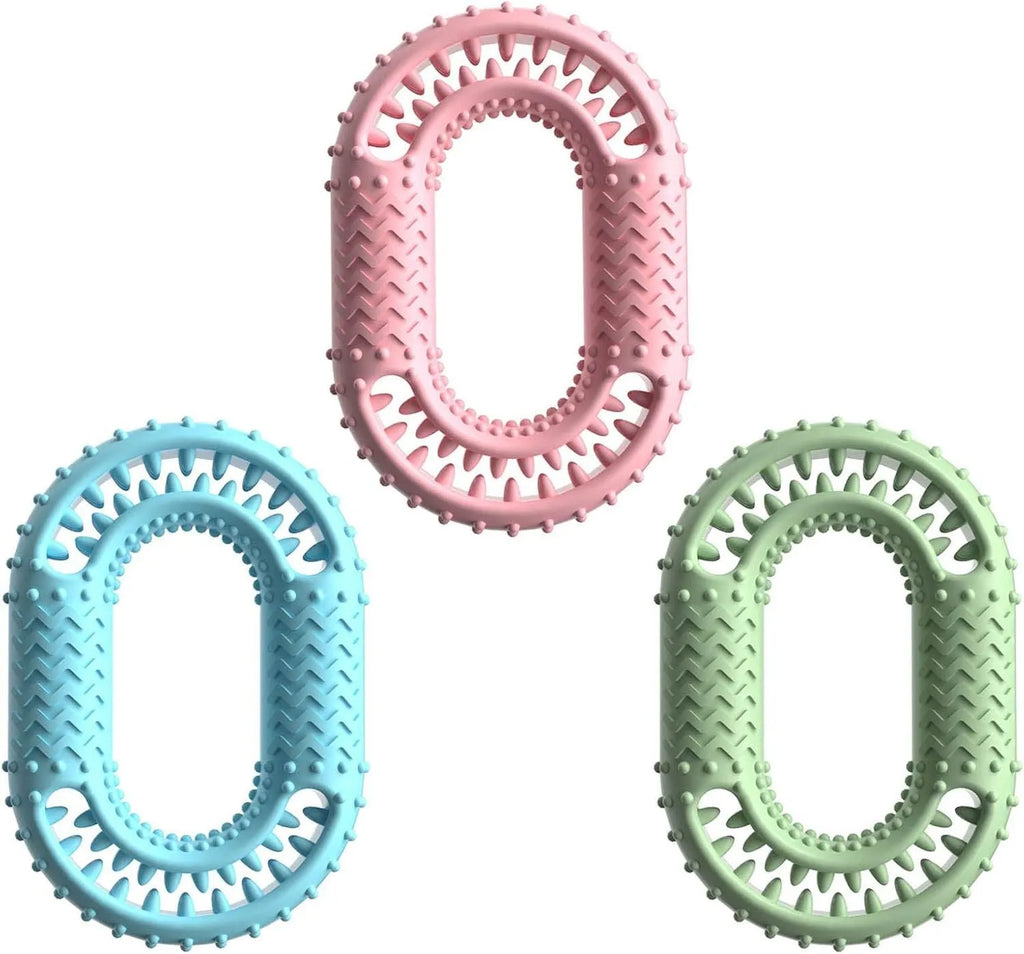 Blue O-ring shaped dog chew toy for aggressive chewers and dental health