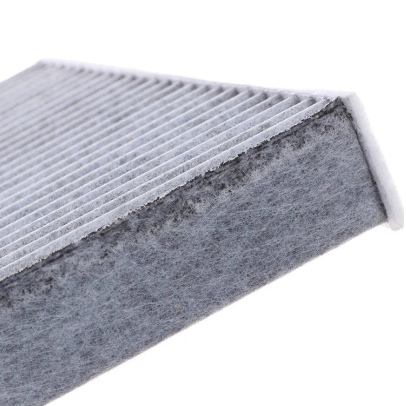 Grey Geely car cabin air filter measuring 215mm by 210mm