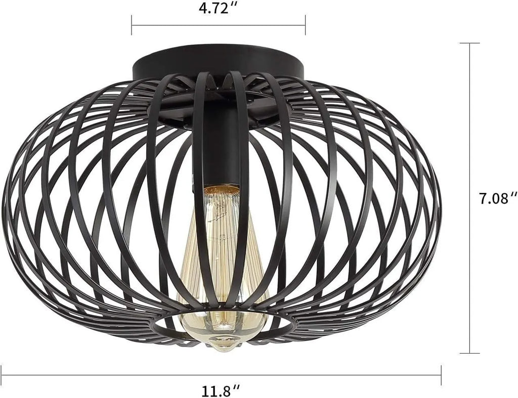 Round indoor ceiling light with iron body and acrylic shade for living room, bedroom, or hall, LED light source