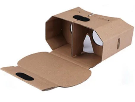 Carton virtual reality glasses for smartphones with 4-6 inch screens showing foldable paper construction