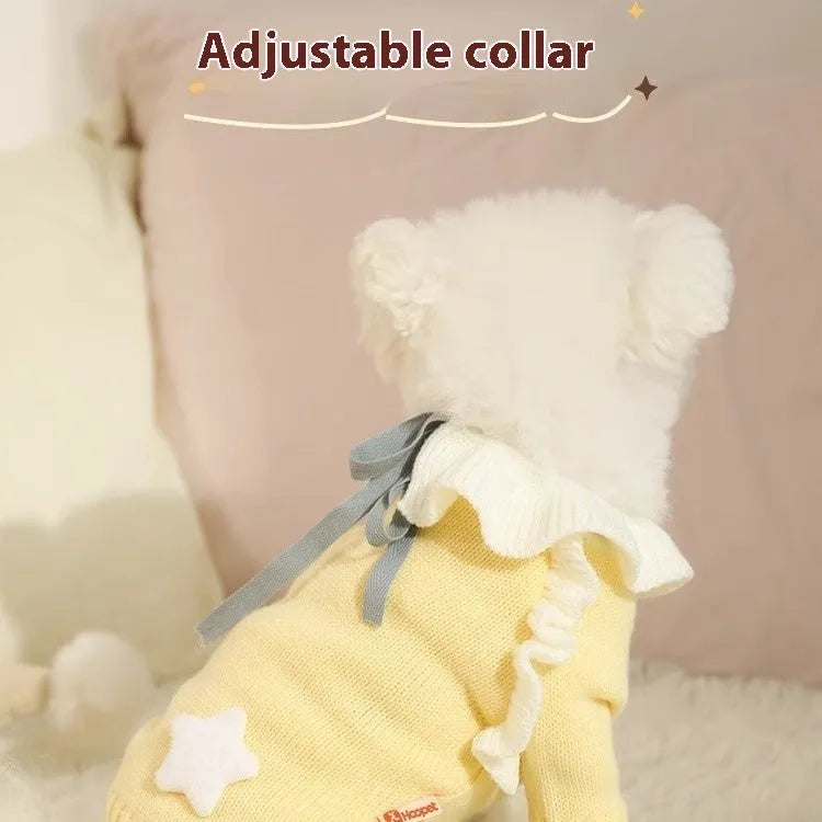 Yellow XINGX and fairy dress style autumn pet puppy sweaters for small dogs with acrylic fabric