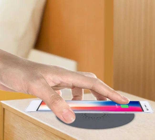 Black 60mm round wireless charger for embedded furniture installation