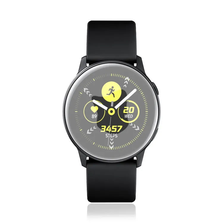 Transparent tempered glass screen protector for Samsung Galaxy Watch Active with full coverage.