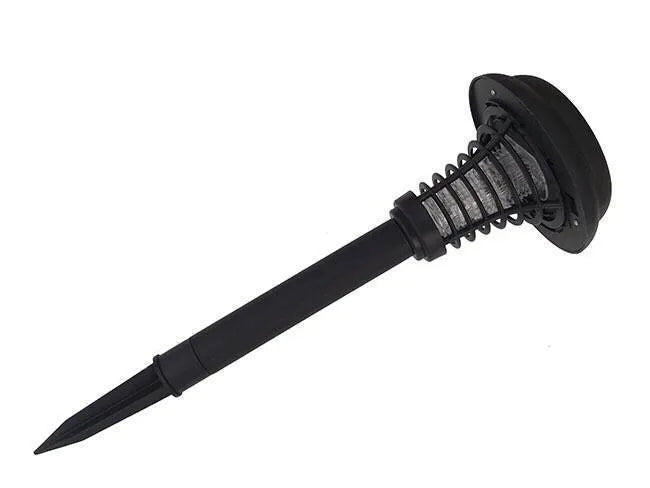 Black solar insect killing lamp with white and purple lights for garden pest control