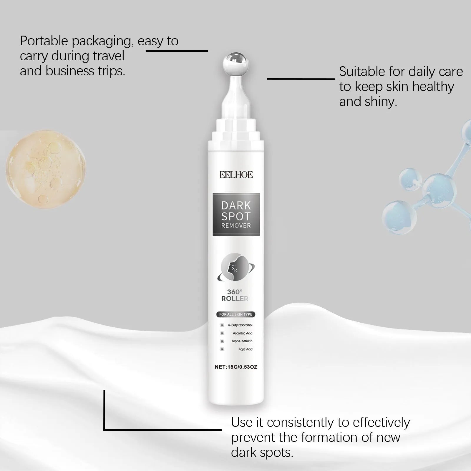 Facial essence cream in 15g packaging with jojoba oil and brightening ingredients