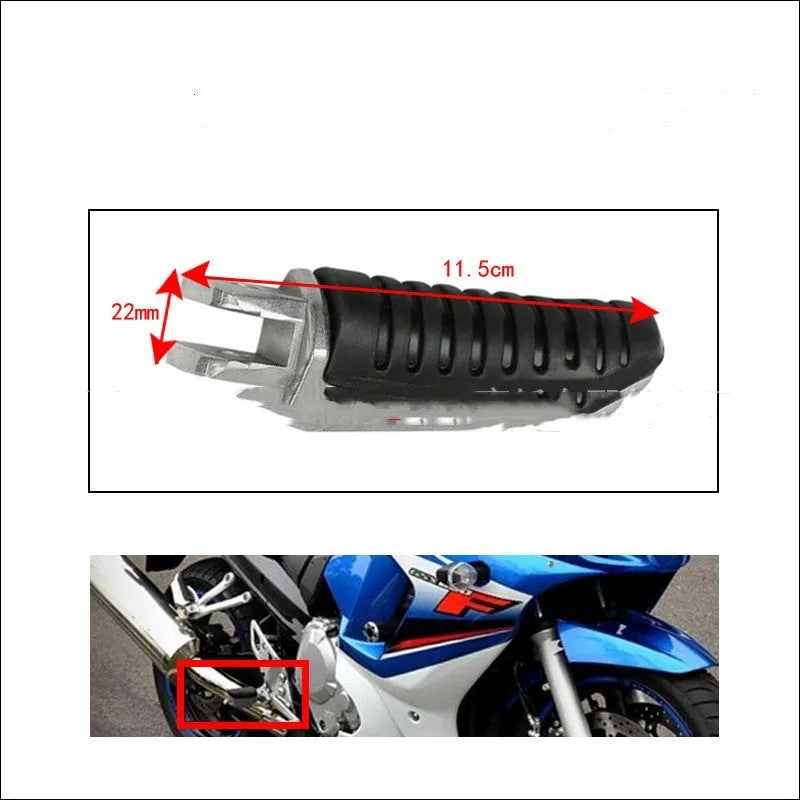 Black aluminium alloy motorcycle foot pedal set for Suzuki Hayabusa and V-Strom models.