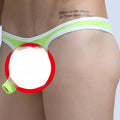 Men's Ice Silk nylon briefs in army green colour on a white background.