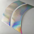 Waterproof laser reflective wheel hub stickers for cars and motorcycles in four size options