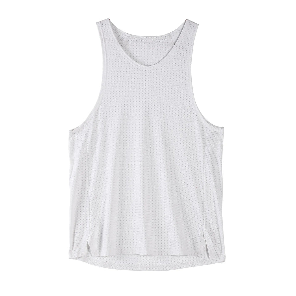 Men's black nylon sleeveless vest showing front view with size tag