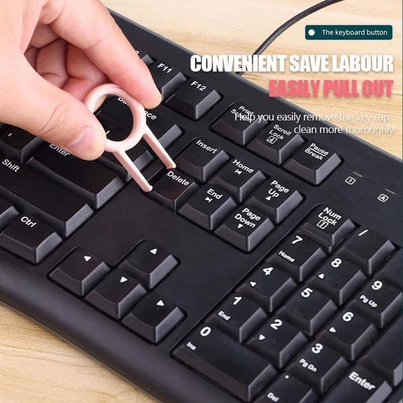 Multifunctional cleaning pen set with keycap puller, screen spray, and retractable brush in ABS, 60x130x15mm