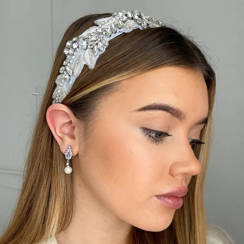 Geometric floral earrings with micro inlaid zircon detailing in gold, platinum, or rose gold plating options