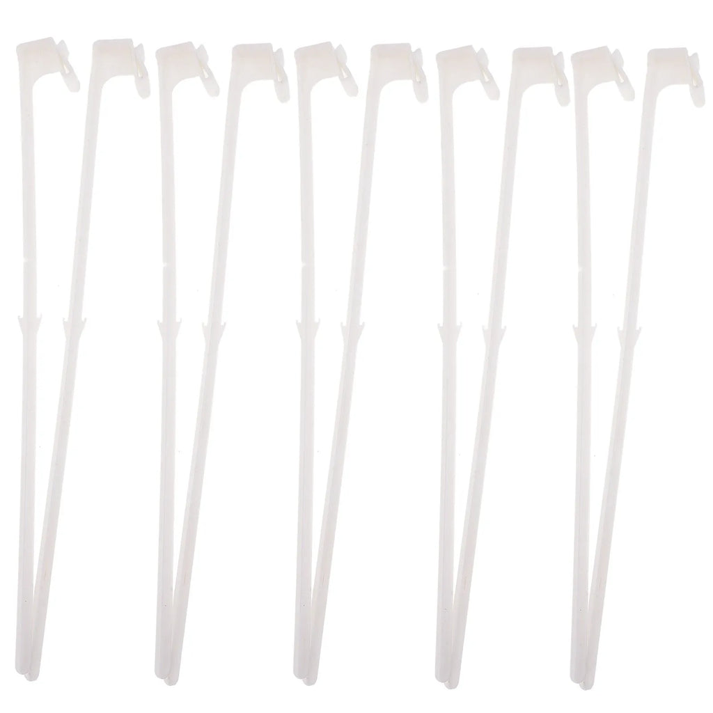 Ten white PP plastic car window flag pole holder clips for vehicle side window mounting