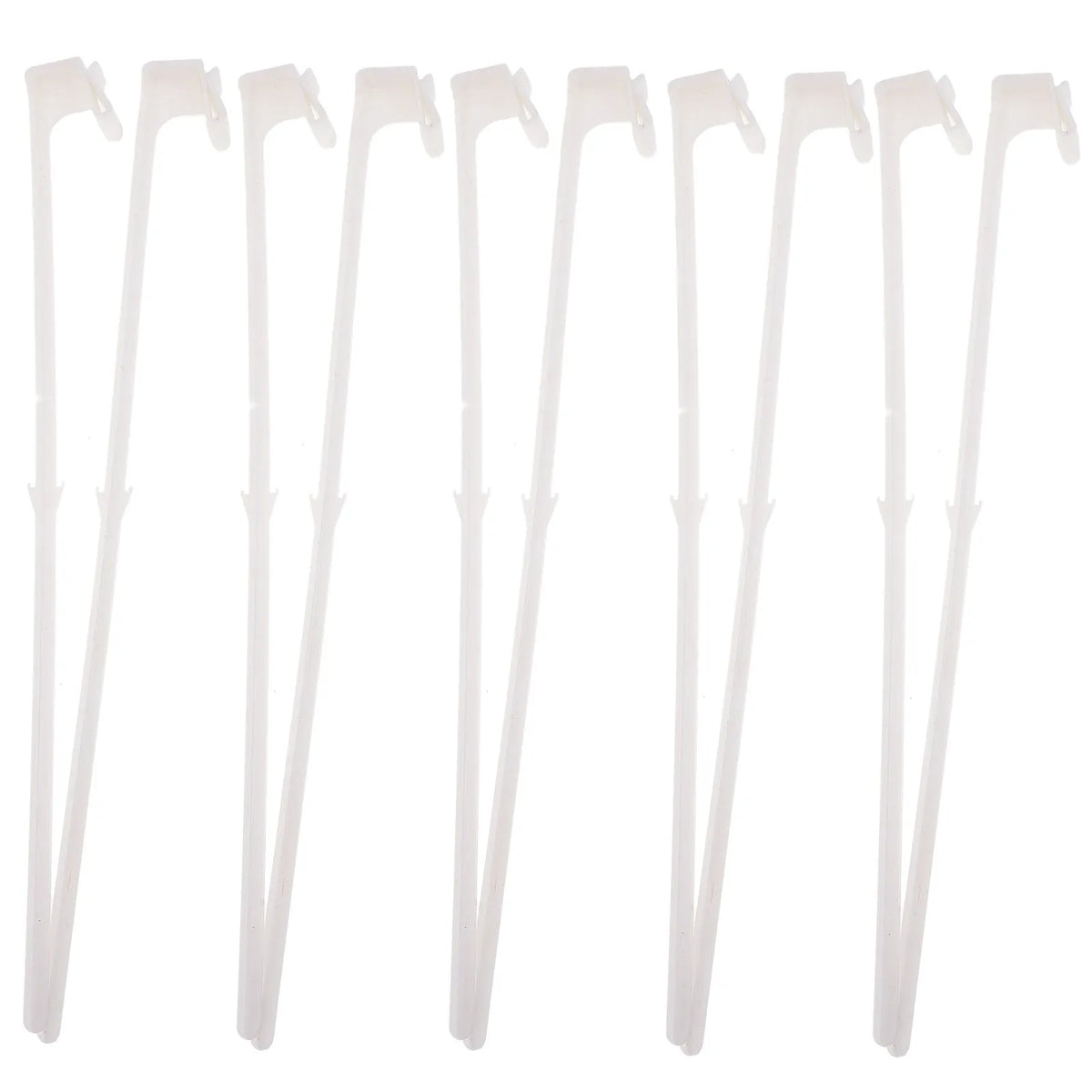 Ten white PP plastic car window flag pole holder clips for vehicle side window mounting