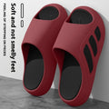 Men's brown and two-tone EVA platform slippers for indoor home use on a plain background