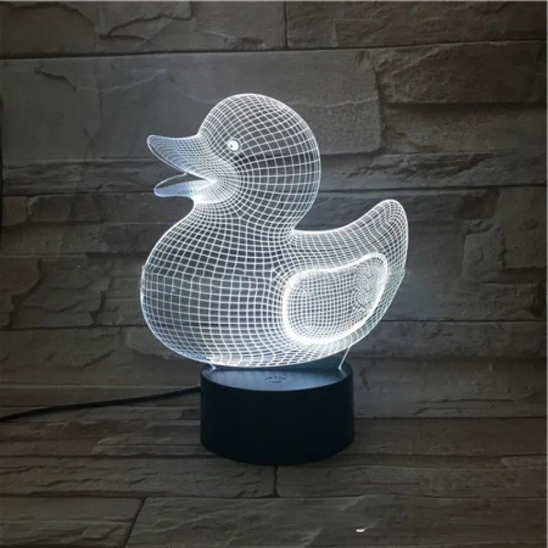 Little yellow duck 3D night light with seven colour options and remote control