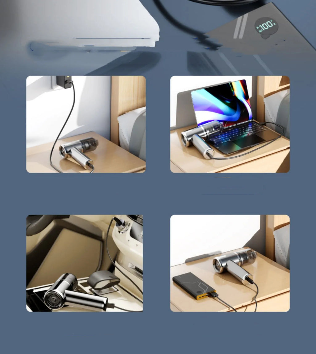 Wireless handheld car vacuum cleaner with attachments for interior cleaning