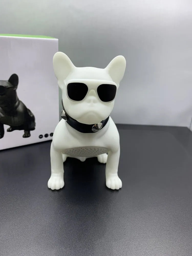 Mini full body bulldog-shaped Bluetooth speaker in black, red, or white colour.