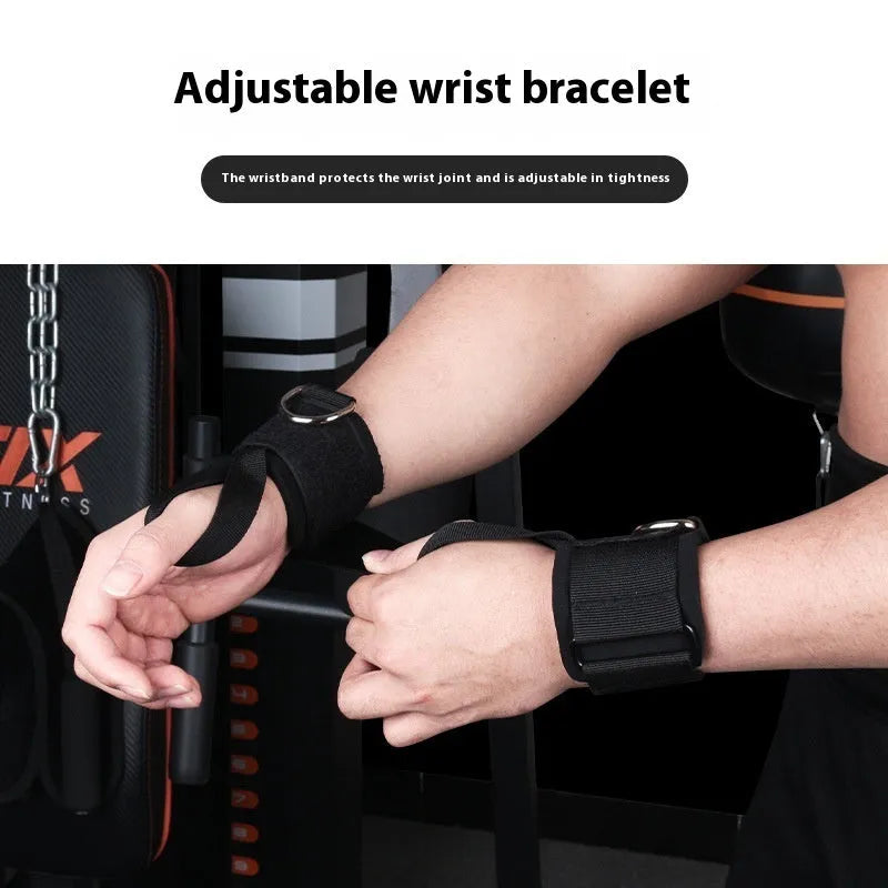 Fitness bounce chest expander elastic resistance band with colour-coded sleeves indicating 100-300 pound resistance levels