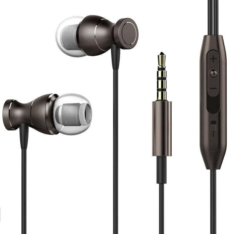 In-ear subwoofer universal headphones with 3.5mm straight plug in four colour options
