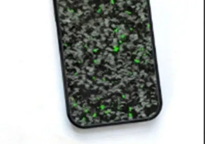 Samsung Galaxy S21 phone in a Forged Red pattern protective case.