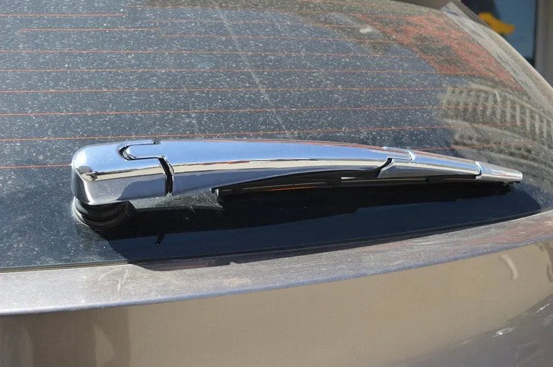 Four silvery ABS plastic rear window wiper trim caps for 2010 Hyundai vehicles